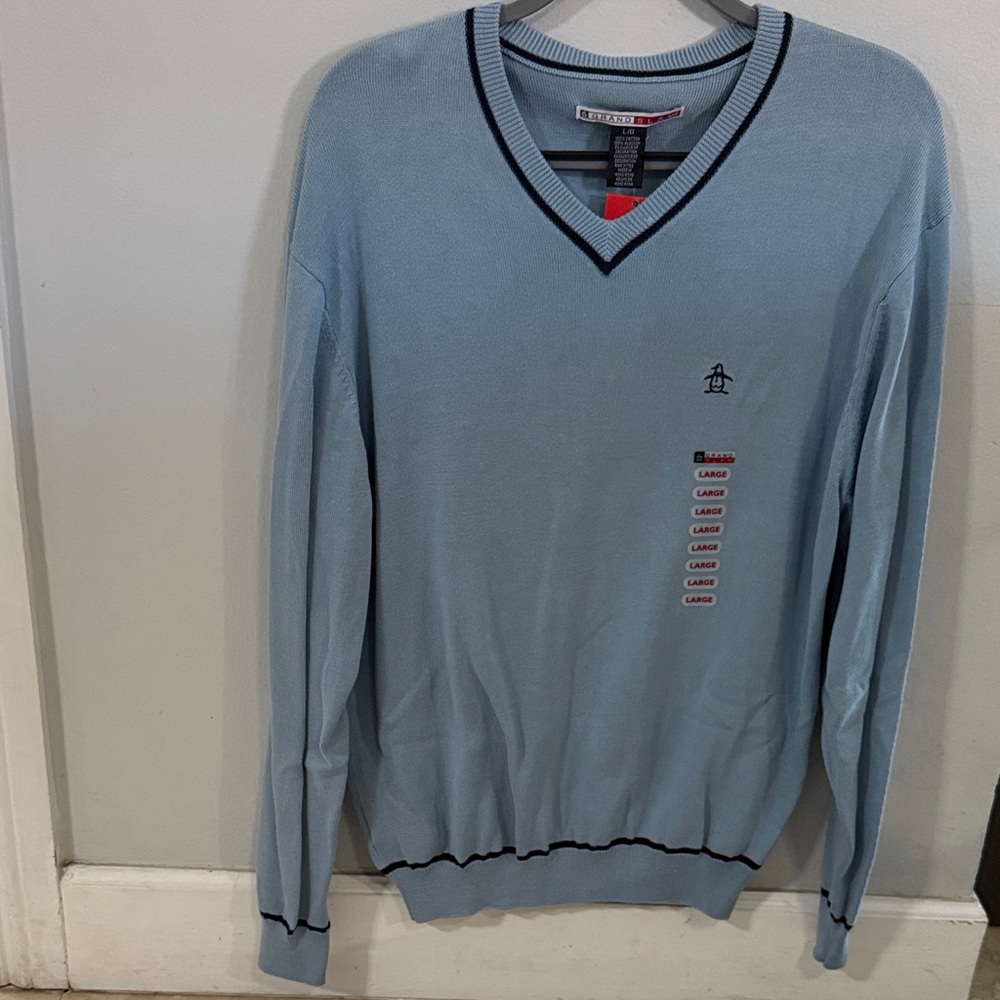 Original Penguin Men's Sky Blue V-Neck Sweater